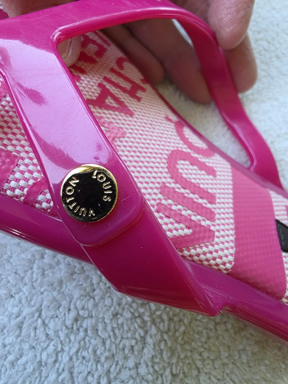 Louis Vuitton Women's Pink Jelly Sandals Size 36